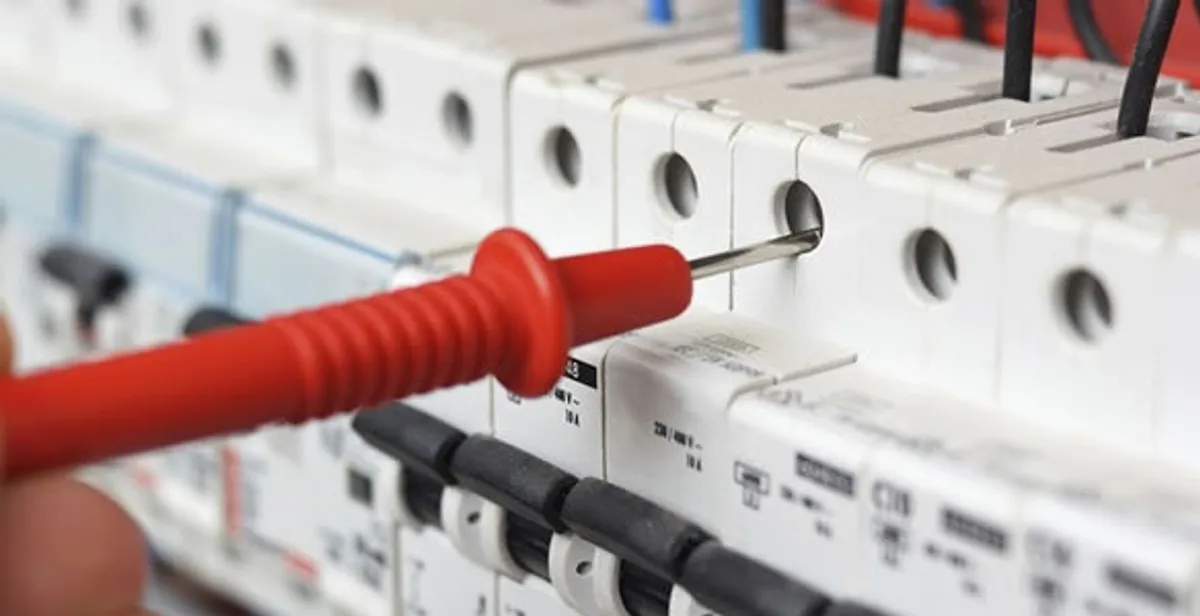 Electrical contractor testing circuit breakers during electrical repair in Huntington Park, CA