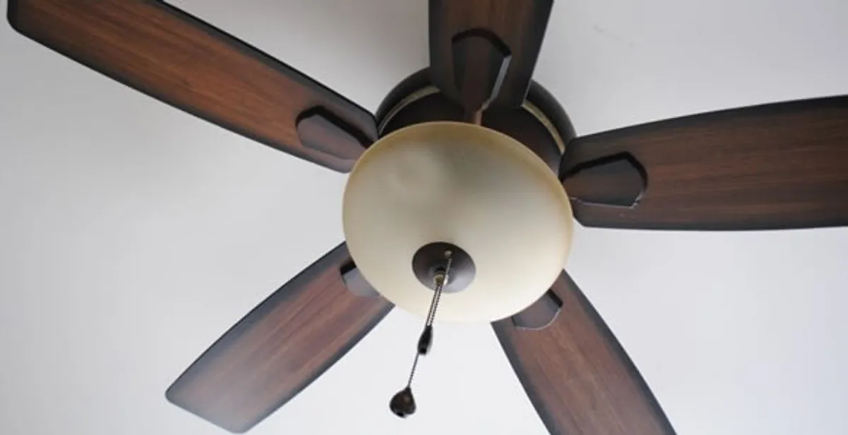 Fully installed ceiling fan with balanced blades and light fixture in Los Angeles, CA