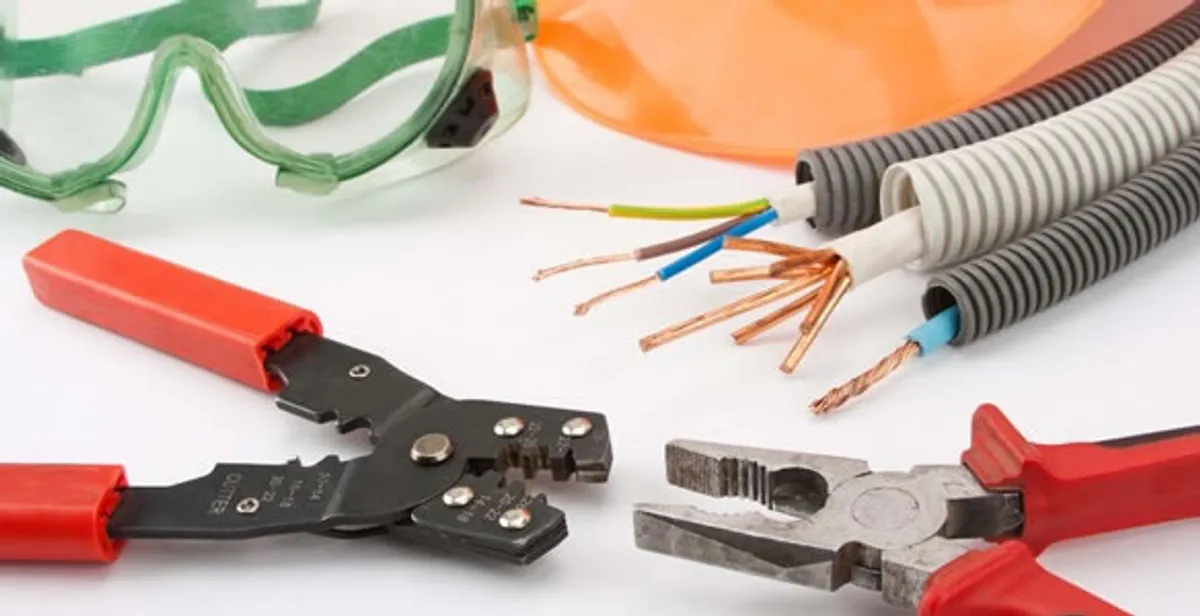 Electrical wiring repair with professional tools and safety equipment in Compton, CA